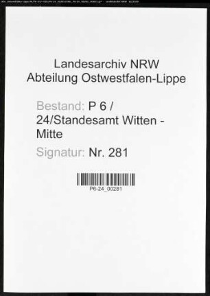 Sterberegister Standesamt Witten-Mitte