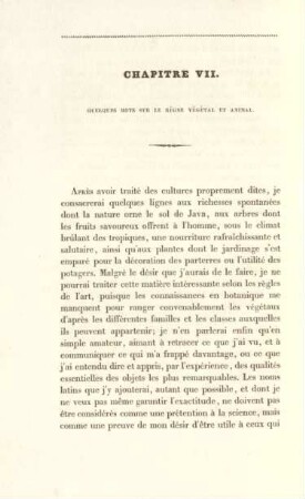 Chapitre VII. Quelques mots sur le règne végétal et animal