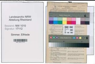 Entnazifizierung Elfriede Simmer , geb. 08.07.1906 (Krankenschwester)