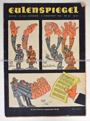 Satirezeitschrift "Eulenspiegel" mit Titelkarikatur zum Atomwaffensperrvertrag
