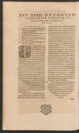 Tit. XXIII. De Contentione Inter Dominum Et Vasallum De Investitura Feudi.