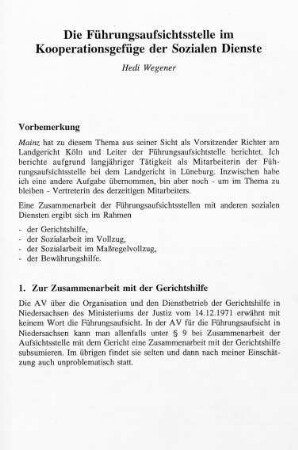 251-258, Die Führungsaufsichtsstelle im Kooperationsgefüge der Sozialen Dienste