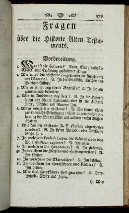 Fragen über die Historie Alten Testaments.