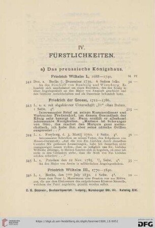 IV. Fürstlichkeiten (Nr. 342 - 381)