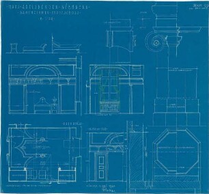 Fischer, Theodor; Nürnberg; Haus Adelsberger - Damenzimmer EG (Grundrisse, Wandabwicklungen, Details)