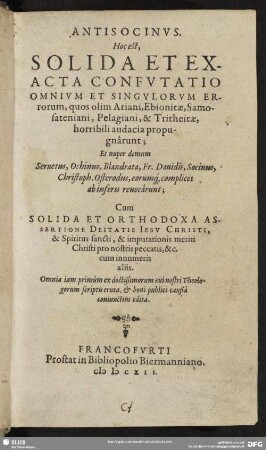 Anti-Socinus : h. e. confutatio errorum etc.
