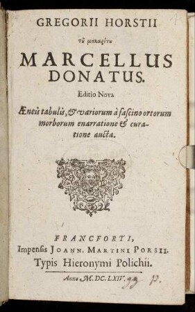 Gregorii Horstii tu makaritu Marcellus Donatus