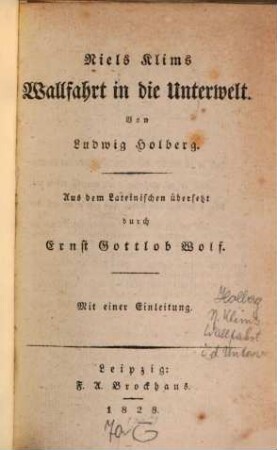 Niels Klims Wallfahrt in die Unterwelt