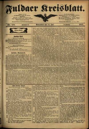 Erste Ausgabe vom Samstag, den 13. Juli 1907.