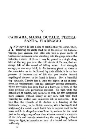 V. Carrara, Massa Ducale, Pietra-Santa, Viareggio.
