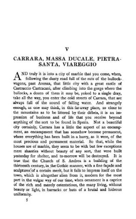V. Carrara, Massa Ducale, Pietra-Santa, Viareggio.