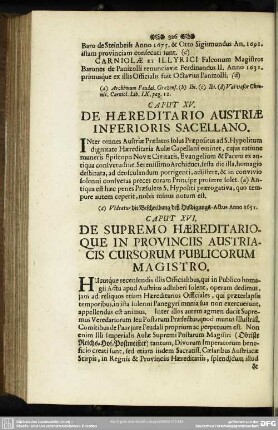 Caput XV. De Haereditario Austriae Inferioris Sacellano