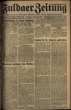 Erste Ausgabe vom Samstag, den 01. November 1930.