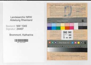 Entnazifizierung Katharina Brommont , geb. 07.07.1899 (Verwaltungsangestellte)