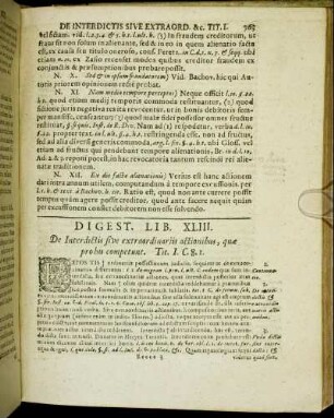 Digest. Lib. XLIII. De Interdictis sive extraordinariis actionibus, quæ probis competunt.