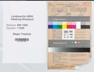 Entnazifizierung Friedrich Siegel, geb. 29.02.1888 (Vers.Angest.)
