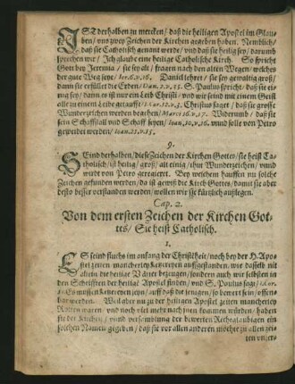 Cap. 2. Von dem ersten Zeichen der Kirchen Gottes/ Sie heist Catholisch.