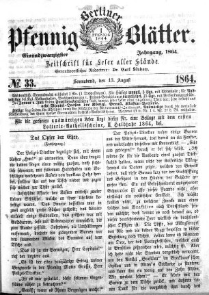 No. 33, Sonnabend, den 13. August 1864