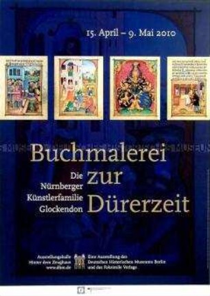 Plakat zu einer Ausstellung über Buchmalerei der Nürnberger Künstlerfamilie Glockendorn