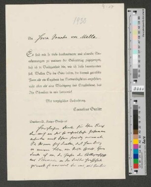 Brief an Werner von Melle