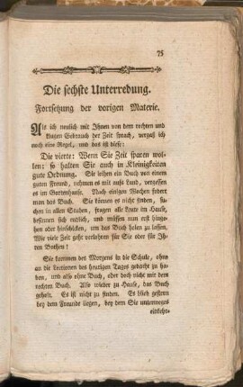 Die sechste Unterredung. Fortsetzung der vorigen Materie
