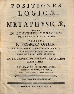 Positiones logicae et metaphysicae