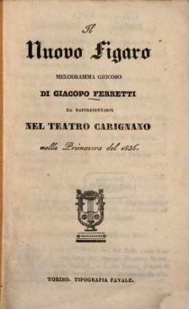 Il nuova Figaro : Melodramma giocoso