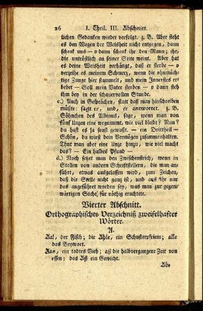 Vierter Abschnitt. Orthographisches Verzeichniß zweifelhafter Wörter.