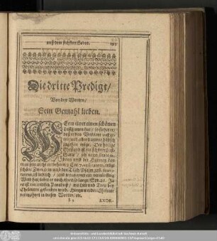 Die dritte Predigt/ Von den Worten/ Sein Gemahl lieben.