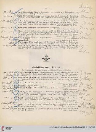 Oelbilder und Stiche (Nr. 1086-1114)