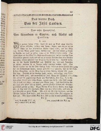 Das erste Hauptstück. Von Alexandrien in Egypten, nach Rhodis und Candien