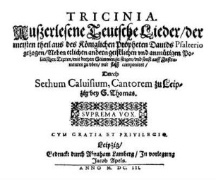 Suprema Vox: Tricinia. Svprema Vox