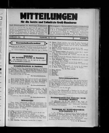 Jahrgang 1931, Hamburg, den 26. Juli, Nummer 30