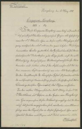 Abschrift einer Reisebeschreibung von Singapore bis Hongkong vom 16.03.1898