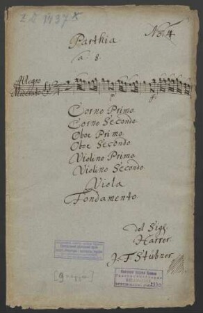Partiten; orch, bc; F-Dur
