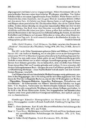 Hamburger Künstler-Monographien zur Kunst des 20. Jahrhunderts, hrsg. von der Lichtwark-Gesellschaft, Bde. 1-6 : Hamburg, Christians, 1975-