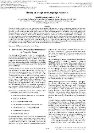 Privacy by Design and Language Resources