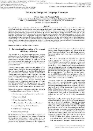 Privacy by Design and Language Resources