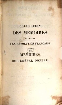 Mémoires politiques et militaires du Général Doppet : avec des notes et des éclaircissemens historiques