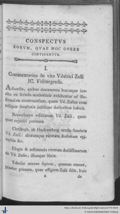 Conspectus eurom, quae hoc opere continentur.