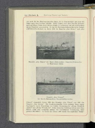 Dampfer "Cap Blanco" der Hamb.-Südamerikan. Dampfschiffahrts-Ges. im Hamburger Hafen. Dampfer "Cap Ortegal" der Hamb.-Südamerikan. Dampfschifffahrts-Ges.