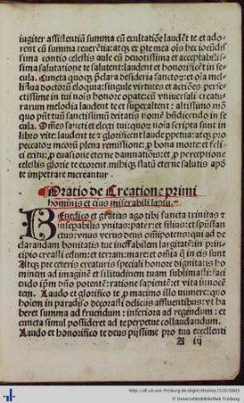 Oratio de Creatione primi hominis …