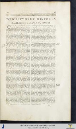 Descriptio Et Historia Basilicae S. Resurrectionis.