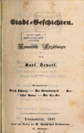 Stadt-Geschichten : Romantische Erzählungen