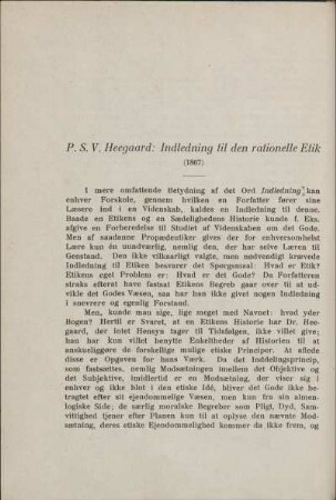 P.S.V. Heegaard: Indledning til den rationelle Etik (1867)