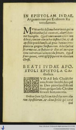 Beati Iudae Apostoli Epistola Catholica.
