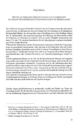 Mittelalterliche Grenzgänger aus Lothringen (an Hand französischer Personennamen im Oberelsaß)