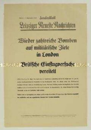 Sonderblatt der "Leipziger Neuesten Nachrichten" u.a. zu den Luftangriffen auf London