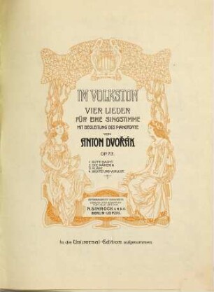Im Volkston : vier Lieder für eine Singstimme mit Begleitung des Pianoforte ; op. 73