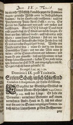Evangel. Luc. 16, 1-10. Dominica IX. psot Trinitatis.